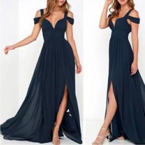 Ocean of Elegance Navy Blue Maxi Dress